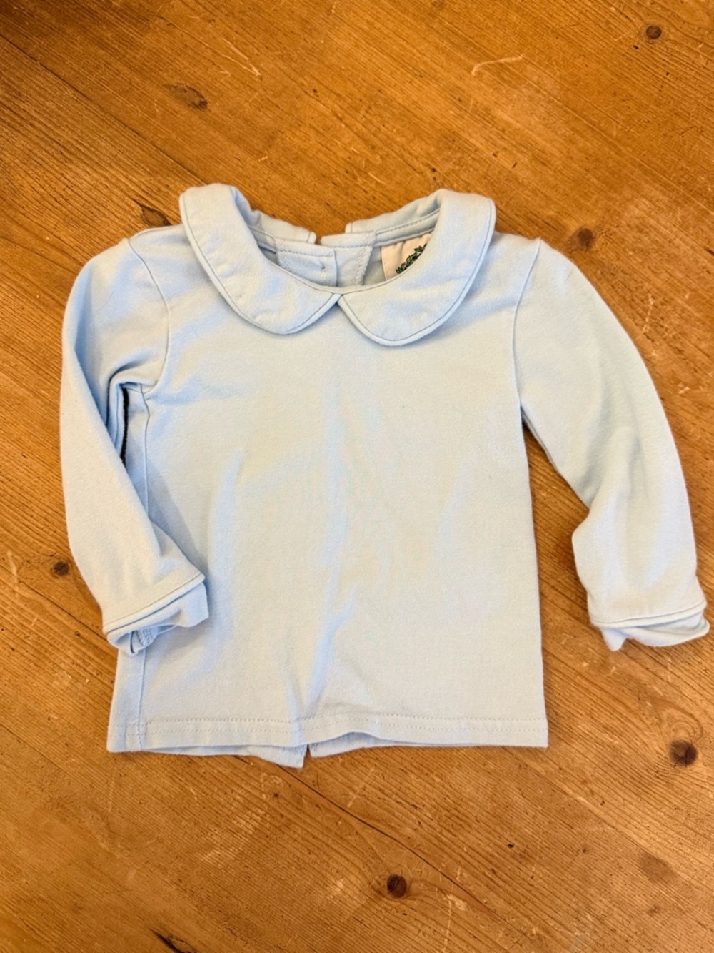 Classic Peter Pan Collar Long-Sleeve Top - Light Blue